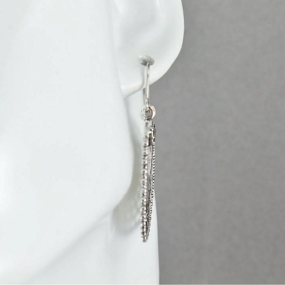 New Wildflower Wander Mandala Antique Sterling Silver Hollow Out Hoop Earrings - Picture 10 of 16